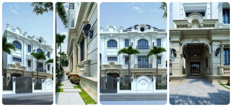 Mẫu thiết kế kiến trúc biệt thự tân cổ điển kiểu pháp 3 tầng tại KĐT Xuân Phương, Từ Liêm, Hà Nội