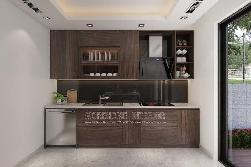 Sắp xếp nội thất phòng bếp hiện đại đẹp có máy rửa bát cho nhà phố, chung cư, biệt thự.